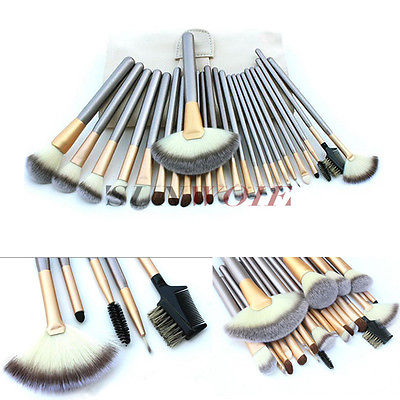 DE Professionelle 24tlg Kosmetik Pinsel Makeup Brush Echthaar Schminkpinsel Set