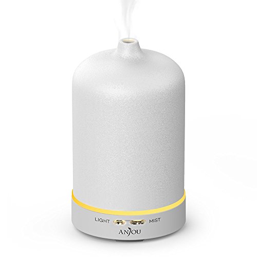 Aroma Diffuser Anjou Luftbefeuchter Oil Düfte Keramik LED mit 7 Farbwechsel 100ml für Yoga Salon Spa Wohn-, Schlaf-, Bade- oder Kinderzimmer Hotel, Weiß