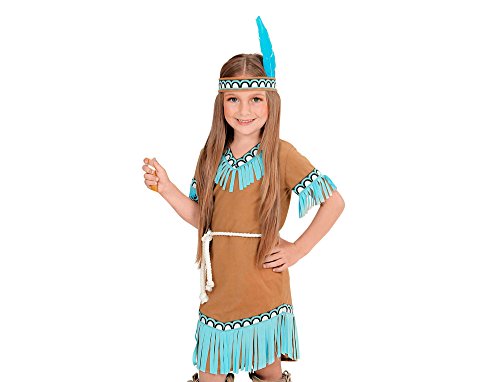 Widmann 06657 - Kinderkostüm Indianerin, Kleid, Gürtel und Stirnband, braun, Größe 140
