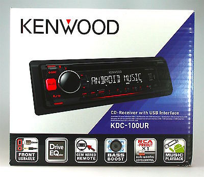 KENWOOD KDC-100UR Autoradio CD-Tunier/AUX/USB/1DIN-Gerät/Rot