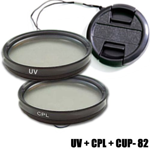 DynaSun Kit Pro 82mm CPL Zirkular Pol mit UV Filter und Objektivdeckel CP05 Schutz-Deckel für Gewinde