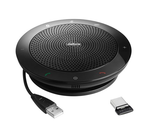Jabra Speak 510+ MS Bluetooth-Freisprecheinrichtung für Microsoft zertifiziert inkl. Link 360 Bluetooth-USB Nano Dongle (Mobile Konferenzlösung, USB, Bluetooth 3.0)