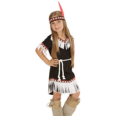 Widmann 06695 - Kinderkostüm Indianerin, Kleid, Gürtel und Stirnband