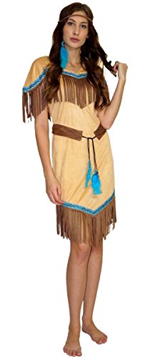 Maylynn 16617 - Kostüm Indianerin Indianerkostüm Squaw Damen 3-teilig: Kleid, Gürtel, Stirnband, Größe:M