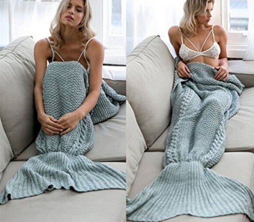 Meerjungfrau Decke, Noza Tec Handgemachte häkeln meerjungfrau flosse decke für Erwachsene, Mermaid Blanket alle Jahreszeiten Schlafsack