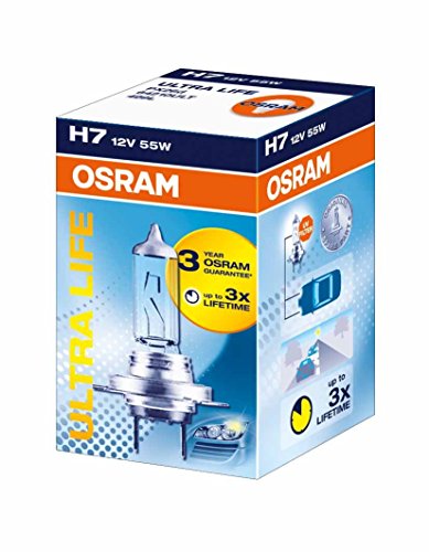 OSRAM ULTRA LIFE H7, Halogen-Scheinwerferlampe, 64210ULT, 12V PKW, Faltschachtel (1 Stück)