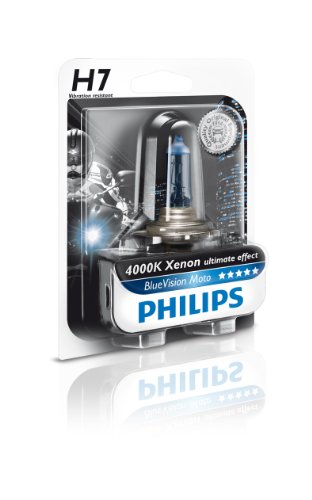Philips 12972BVUBW Blue Vision Moto H7 Motorrad-Scheinwerferlampe, 1er Blister