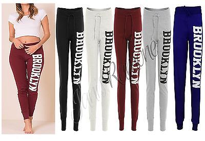 New Womens Brooklyn Side Print Bottoms Joggers Tracksuit Ladies Jogging Trousers