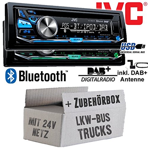 LKW Bus Truck 24V 24 VOLT - JVC KD-DB97BT - DAB+ Digitalradio | Bluetooth | USB | Autoradio inkl. DAB+ Antenne - Einbauset