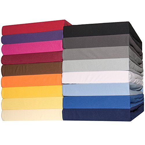 Spannbettlaken Jersey Baumwolle | viele Farben alle Größen | Spannbetttuch für Doppelbett-Matratzen | 180 x 200 bis 200 x 200 cm CelinaTex 0002818 Lucina schnee-weiß