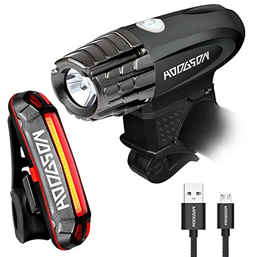 HODGSON Fahrradlicht USB Wiederaufladbare Fahrradbeleuchtung Frontlicht Super Hell und Rücklicht LED, Spritzwassergeschützt und Einfach zu Installieren und Demontieren für Sicheres Radfahren
