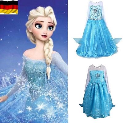Mädchen Prinzessin Kostüm Kleid Elsa Anna Eiskönigin Kinder Frozen Schneekönigin