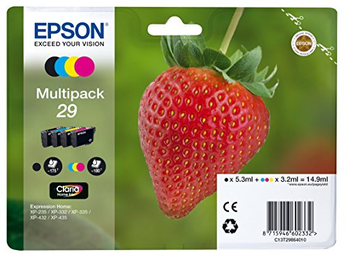 Epson T2986 Tintenpatrone Erdbeere, Claria Home Tinte, Text- und Fotodruck (Multipack, 4-farbig) (CYMK)