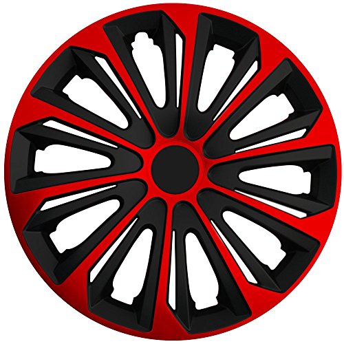 (Größe und Farbe wählbar!) 15 Zoll Radkappen / Radzierblenden STRONG BICOLOR ROT (Farbe Schwarz-Rot), passend für fast alle Fahrzeugtypen (universal)