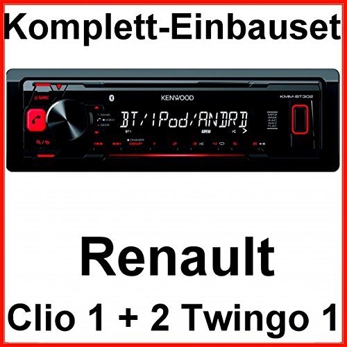 Komplett-Set Renault Clio 1 2 Twingo 1 Kenwood KMM-BT302 Autoradio USB Bluetooth