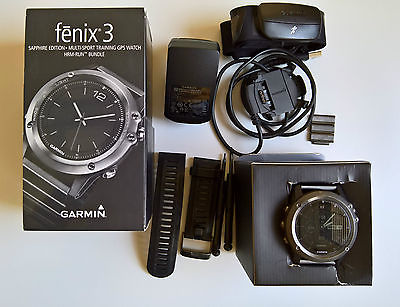 Garmin Fenix 3 Saphir / Sapphire - HRM Performer Bundle Smartwatch - Top Zustand