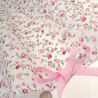 MOLLY -  CREAM/ PINK COTTON FABRIC shabby FLORAL chic