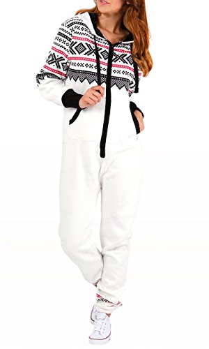 Amberclothing Damen Jumpsuit, Aztekisch X-Large Gr. Small, Elfenbein - Gebrochenes Weiß