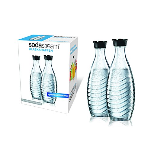 SodaStream DuoPack Glaskaraffe (2 x 0,6L) spülmaschinenfest mit fest schließendem Deckel für Wassersprudler wie Crystal oder Penguin!