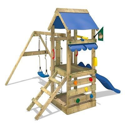 WICKEY FreshFlyer Spielturm Kletterturm Schaukel Sandkasten Rutsche Holz