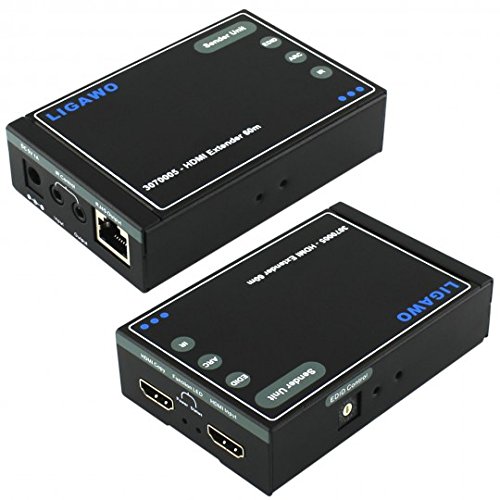 Ligawo 3070005 HDMI Extender 60m + Audio/-Video EDID (1080p + 3D kompatibel + IR Signal Weiterleitung + ARC Rückkanal Ausgabe über Coax SPDIF) schwarz