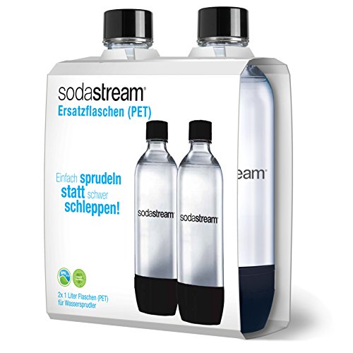 SodaStream 2 x 1L PET-Flaschen, schwarz aus bruchfestem kristallklarem PET und frei von BPA!  ideal für Schule, Sport, Freizeit