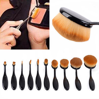 10tlg Profi Foundation Pinsel Puderpinsel Kosmetik Brush Make Up Zahnbürste NEU