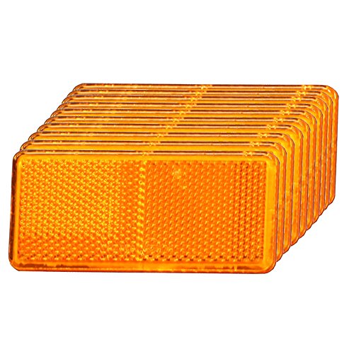 10er - Set | Rückstrahler, Seitenstrahler, Reflektor (orange, rechteckig, 90x40mm) selbstklebend mit E-Prüfzeichen - Im 10er Vorteilspack -
