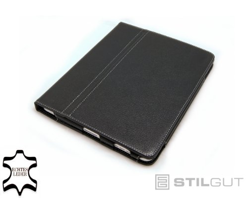 StilGut Scarsela Luxus Ledertasche in schwarz aus Leder Etui mit Stand- und Präsentationsfunktion für Apple iPad Wifi + 3G
