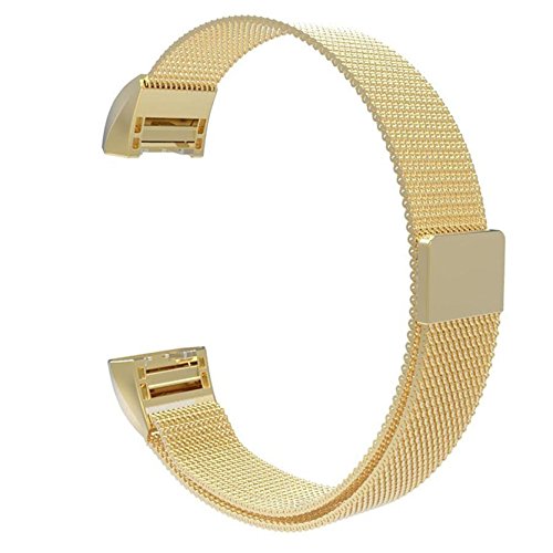 Hanlesi Fitbit Charge 2 Armband , Edelstahl Armbanduhren Watch Band Fitness für Fitbit Charge 2 -Gold