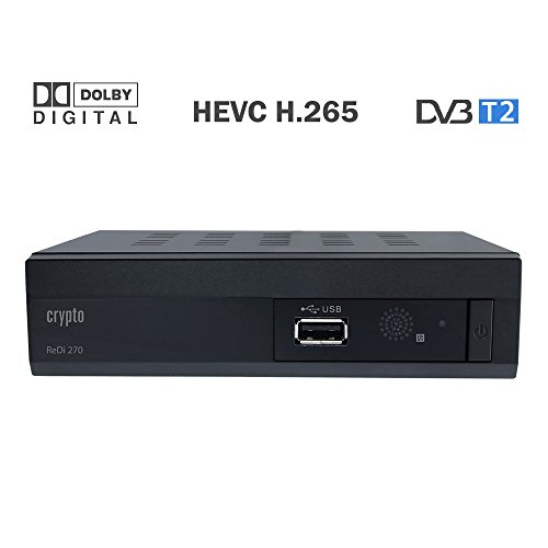 Crypto Redi 270 Full HD 1080P DVBT/T2 HEVC Receiver mit Dolby H.265 / MPEG-2/4 (HDTV, HDMI, Mediaplayer, PVR Ready, USB 2.0) schwarz