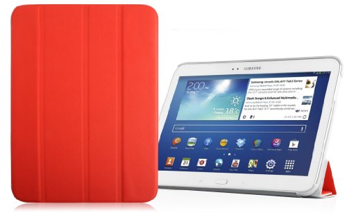 VEO | Ultra Slim Hülle für [ Samsung Galaxy Tab 3 10.1 ] Smart Cover mit automatischer Schaltfunktion, ROT