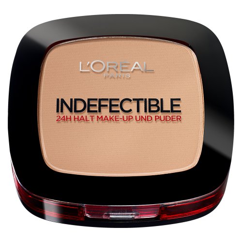 L'Oréal Paris Indefectible Puder, 160 Sand Beige / Kompaktpuder für das perfektes Finish & bis zu 24h Halt / Hautschonendes Powder für alle Hauttypen / 1 x 9 g