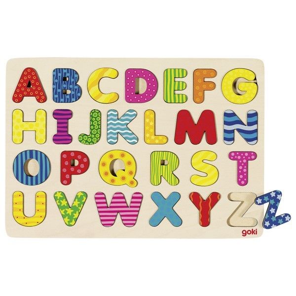 Alphabetpuzzle ABC Alphabet Puzzle A bis Z 30 x 21 cm  Holz  gemustert Goki NEU!