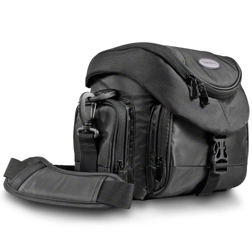 Mantona Premium DSLR-Kameratasche (inkl. Schnellzugriff, Staubschutz, gepolsteter Tragegurt und Zubehörfach) schwarz