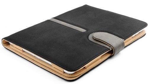 JAMMYLIZARD | 360 Grad rotierende Wallet Hülle für iPad Air (5. Generation) Smart Cover aus Wildleder, SCHWARZ