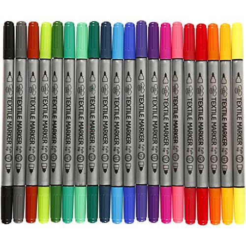 Textilmalstifte, Dicke 2,3+3,6 Strichstärke, sortierte Farben, 20sort.
