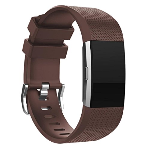 Fitbit Charge 2 Armband, OverDose Neue Art und Weise Sport-Silikon-Armband-Bügel-Band für Fitbit Charge 2 (Kaffee)