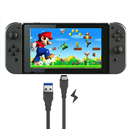 Orzly Typ C / USB C Aufladekabel für das Nintendo Switch Game Pad - (USB Typ C auf standard USB) - Schwarz - 1m Power Kabel für das Nintendo Switch Tablet