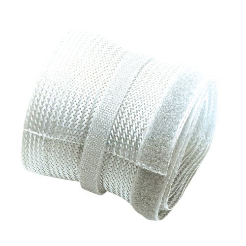 PureMounts PM-ZCCS-SOCKS-85W Universeller Polyester-Kabelschlauch, selbst zusammenziehend  mit Klettverschluss, Ø 85mm, 1,80m, weiß