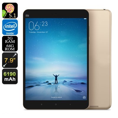 [Worldwide Tracked Express Shipping] Xiaomi Mi Pad 2 Gold 64GB Memory Android Tablet 12 Months Warranty + Free Charger and Wall Plug -7.9 Inch, Dual-Band Wi-Fi, 2GB RAM