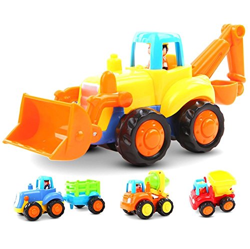 Kunststoff Spielzeugauto 4 Baufahrzeuge in einem Set Pull Back and Go LKW Spielzeug ab 1 bis 3 jahren