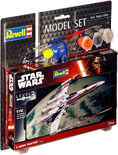 Revell Modellbausatz Star Wars X-Wing Fighter im Maßstab 1:112, Level 3, originalgetreue Nachbildung mit vielen Details, Model Set mit Basiszubehör, einfaches Kleben und Bemalen, 63601