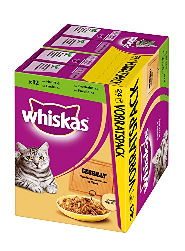 Whiskas Sanfte Küche Katzenfutter Gegrillte Selektion, 48 Beutel (2 x 24 x 85 g)