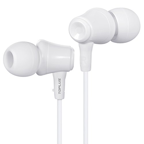 TOPLUS In Ear Kopfhörer In-Ear Stereo Ohrhörer inklusive Mikrofon für iOS- und Android-Geräte usw mit 3.5mm Klinkenstecker (Weiß)