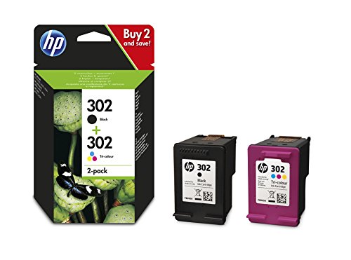 HP 302 Multipack Original Druckerpatronen (Schwarz, Farbe) für HP Deskjet, HP ENVY, HP Officejet
