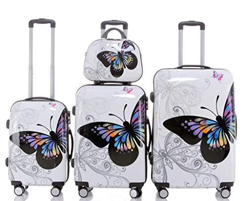 Butterfly 2060 4tlg Reisekofferset Trolley Gepäckset Reisekoffer Hartschalen Kofferset Koffer