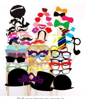 58PCS Colorful Props On A Stick Mustache Photo Booth Party Fun Wedding Favor Christmas Birthday Favor
