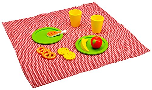 Idena 4100107 - Kleine Küchenmeister Picknick - Set aus Holz inklusive Picknickdecke, 12 teilig, circa 34 x 34 x 7 cm