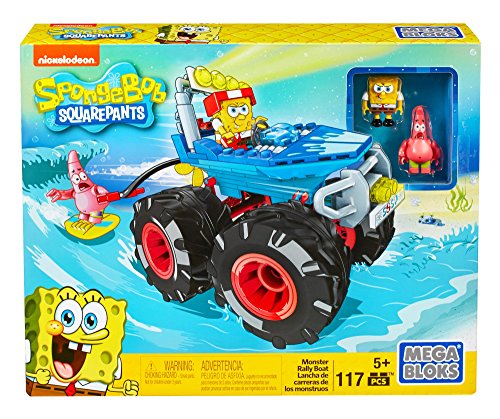 Mattel Mega Bloks DKT71 - Spongebob Schwammkopf Monster Rally Boot, bunt